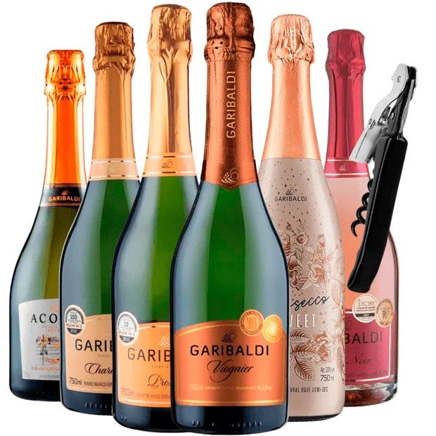 Kit 6 Espumantes Garibaldi Prosecco &amp; Brut 750ml + Brinde